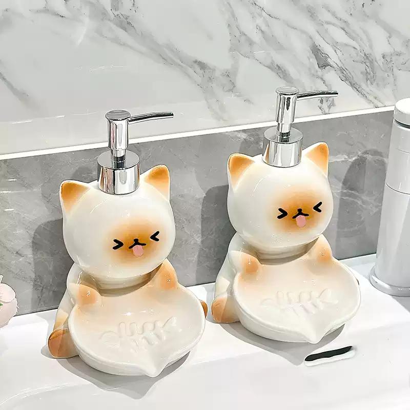 Cute Cat lotion Bottled Hand Wash Shampoo Bottled Light Luxury Advanced Toilet Soap Box soap dispenser  bathroom accessories