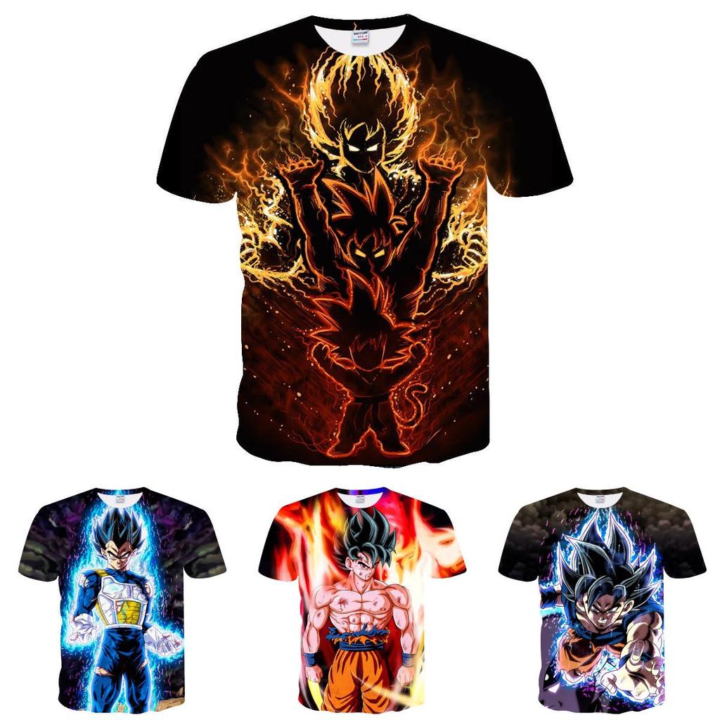 Vibrant Summer Tee Dragon Ball Z Goku Super Saiyan 3d Print Casual T-shirt Men Women Top