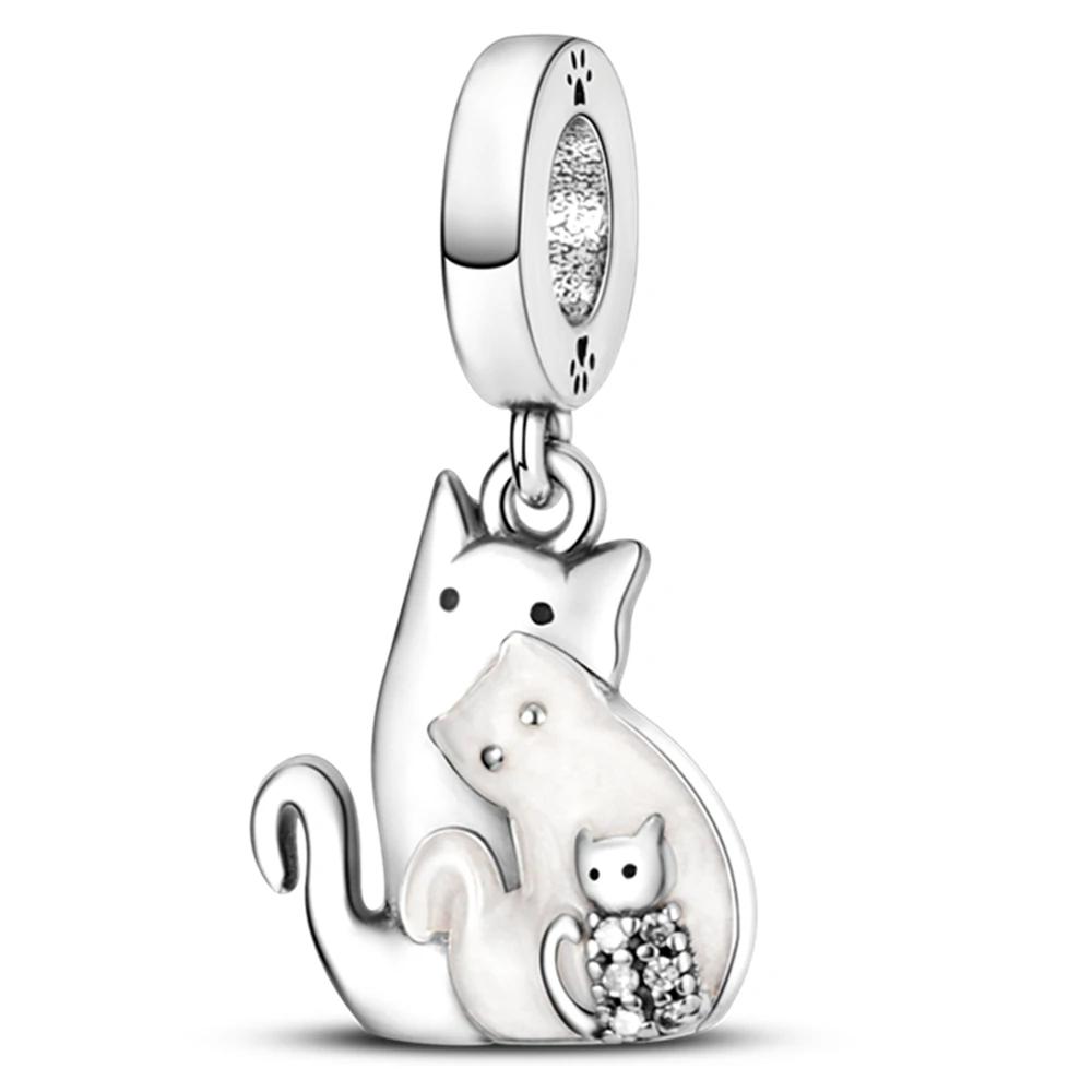 Rock Cat Pendant Features Cute Animal Moon Dog Charms Bead Fit Bracelet Originalcopper Women Jewelry Accessories Fine Gift