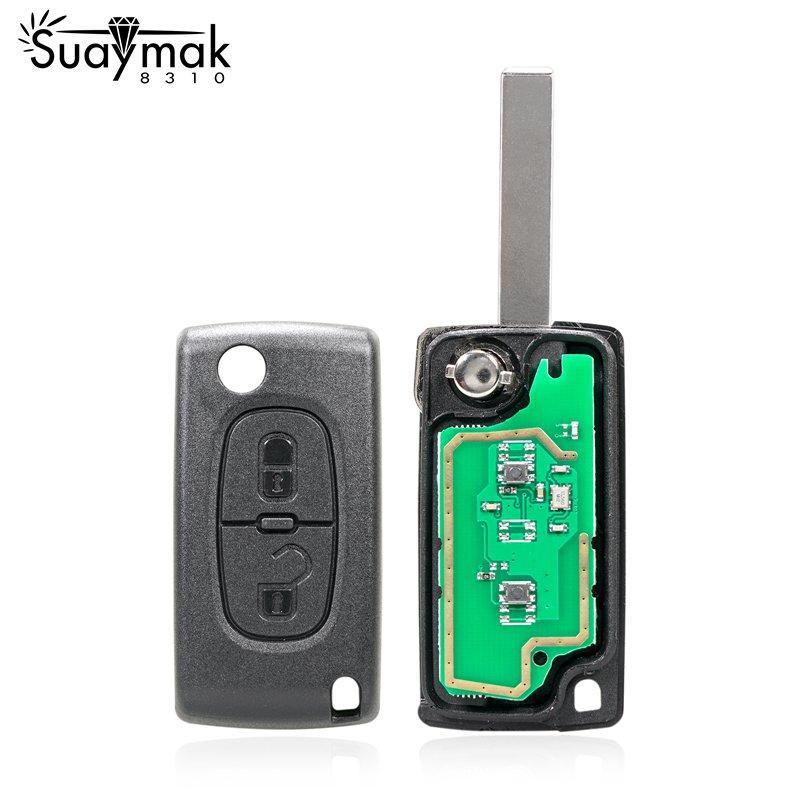 [SUAYMAK] Kluczyk z pilotem samochodowym do Citroena 2 przyciski / 433MHz / Chip ID46 PCF7961 / HU83/VA2/FSK/CE0536