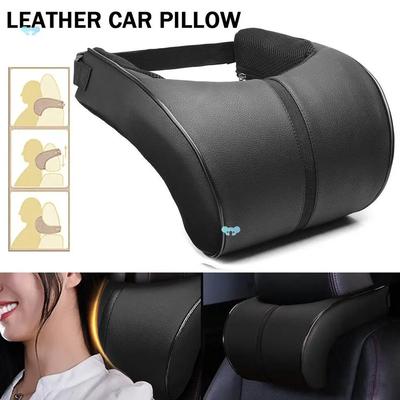 Almofada de Pescoço para Carro em Couro com Espuma de Memória, Almofada Ergonômica de Massagem para Encosto de Cabeça do Assento, Suporte de Cabeça para Viagem, Acessórios para Carro