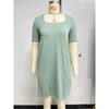 Women's Summer Square Collar Short Sleeve Pocket Solid Color Dress
