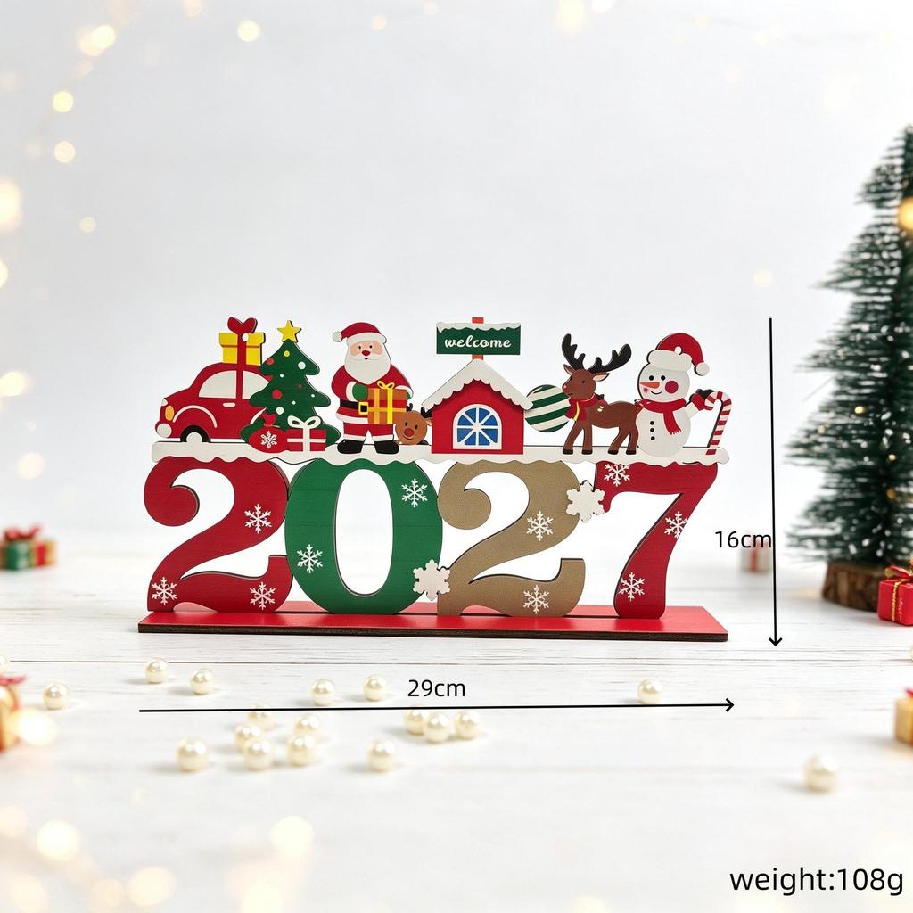 2026 Wooden Christmas Tree Ornament: English Letter Creative Decoration
