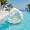 Baby-Schwimmring mit Baldachin, Aufblasbarer gestreifter Pool-Schwimmring für Kleinkinder Jungen Mädchen, UV-Sonnenschutz-Schwimmring mit Sicherheitsitz, Griff