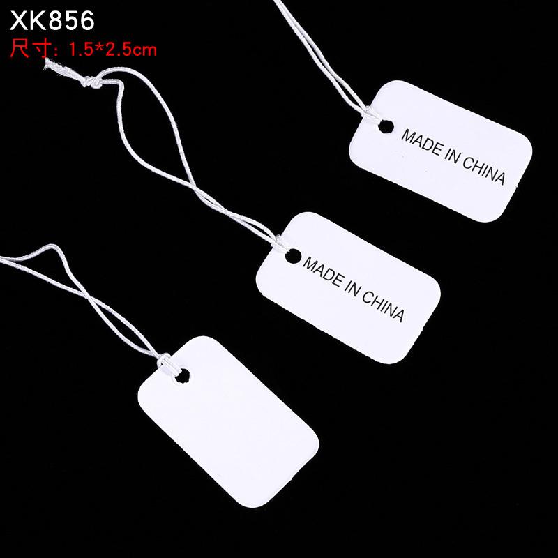 100pcs Jewelry and jewelry small tags DIY blank hanging rope small hang tags cowhide elastic thread hanging tags price tag