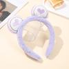 Hair Hoop Toothed Anti-Slip Plush Headband with Bear Ears Decor Fluffy Elastic Face Washing Makeup Hairband