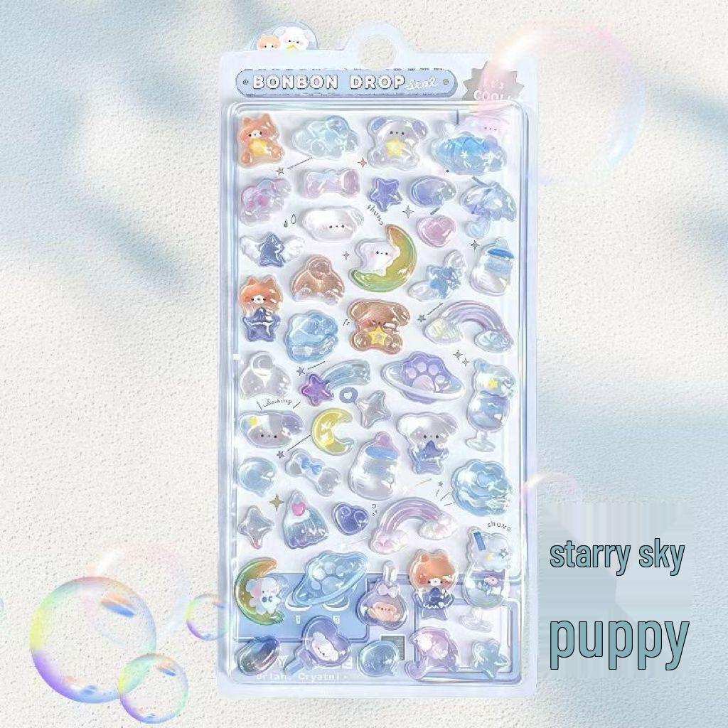 3D Crystal Diamond Cartoon Stickers for Kids - Cute, Decorative & Embossed for Girls