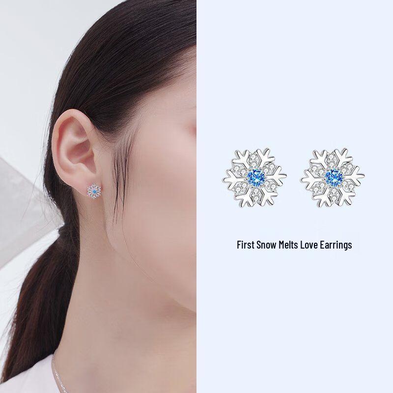 S925 Sterlingsilber Schneeflocken Ohrstecker - Herbst/Winter 2025 Leichter Luxus Mode für Frauen