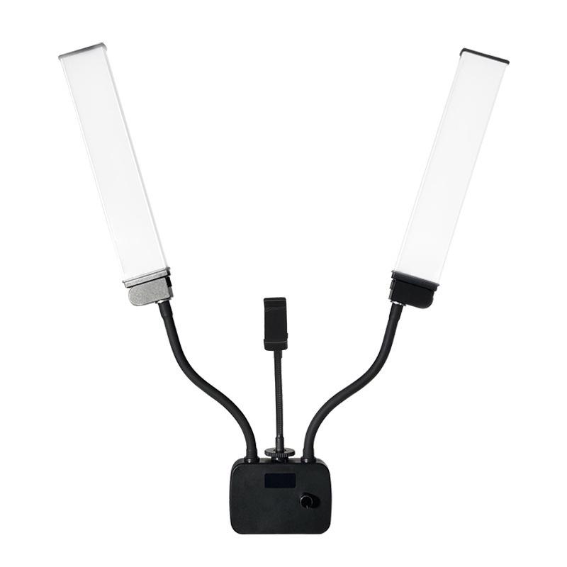 

Складной светодиодный заполняющий свет с двумя кронштейнами для прямых трансляций и фотографии Dual Arm Single Light 22-inch [US/China Standard]