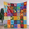 Soft Warm Flannel Throw Blanket Vibrant Floral Patterns Blanket For Couch Bed Car Office Camping Travel All-Season Ideal Gift