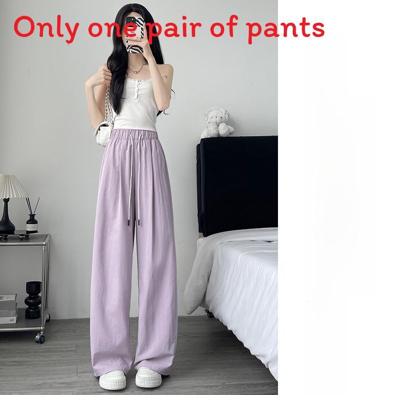 Summer Thin Polyester Wide Leg Pants For Women With Pockets For Casual Wear