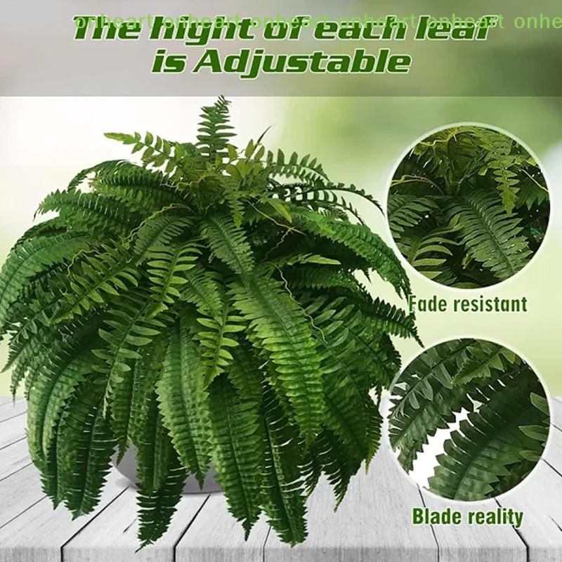 [C]Lifelike Artificial Boston Fern Fake Plastic Plants Decorations UV Resistant For Outdoor Home Kitchen Decor Garden Decoration