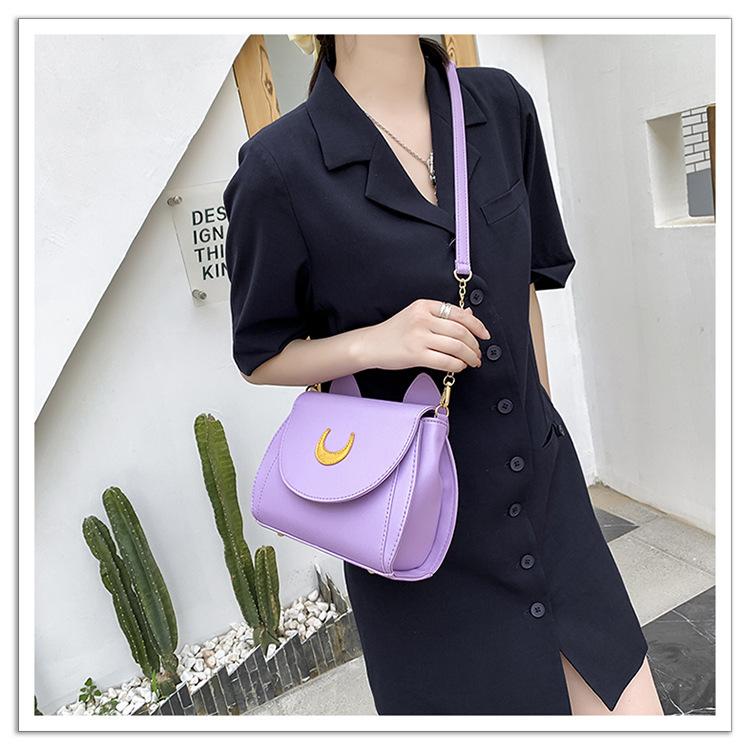 Summer Sailor Moon Ladies Handbag Black Luna Cat Shape Chain Shoulder Bag PU Leather Women Messenger Crossbody Small Bag Purses