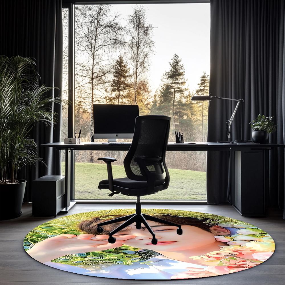 Cha Eun Woo Printed Round Rug Carpet Chair Rug Area Rug Entryway Doormats,for Office Chair Living Room Bedroom Kitchen Room.