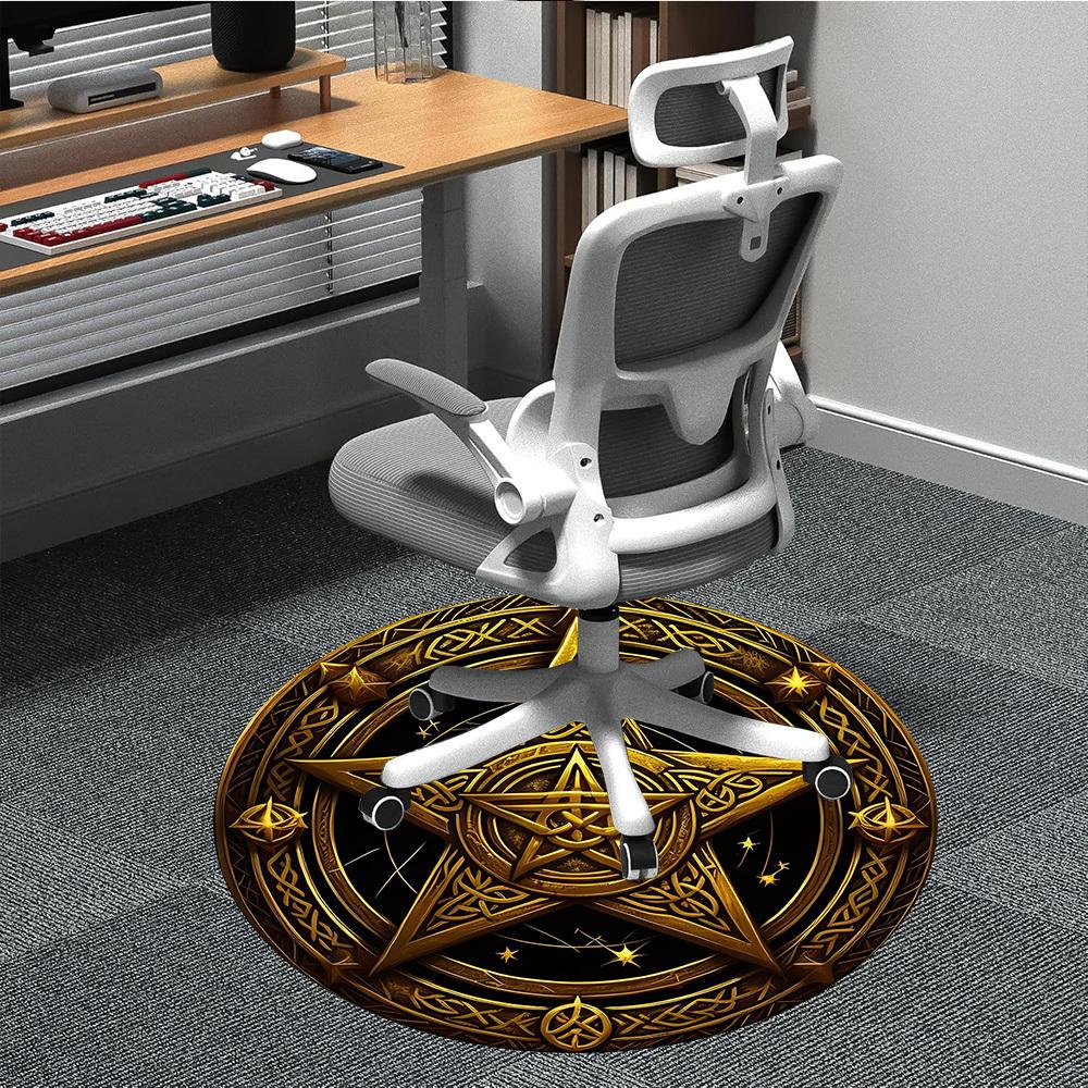 1pc Star Circle Office Round Area Rug, Under Office Chairs Bedroom Living Room Home Decor, Room Deco, Available in Various Sizes