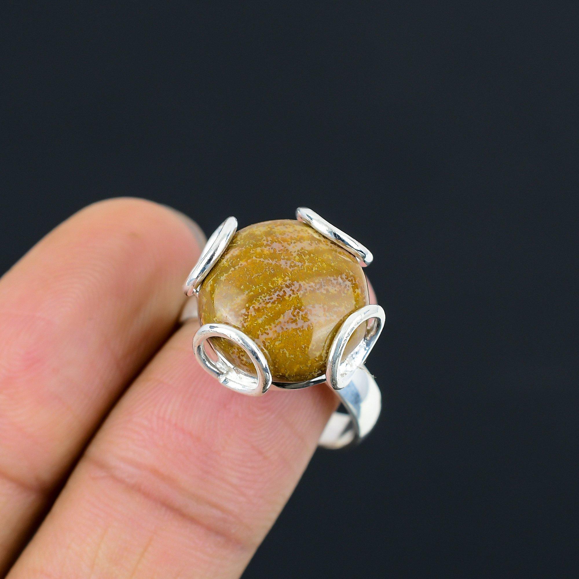 

Womens day Deal 925 Silver Moroccan Seam Agate Gemstone Promise Statement Ring 9