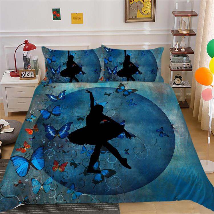 Shopify Polyester Bedding Two Three Piece Digital Printing Dance Silhouette