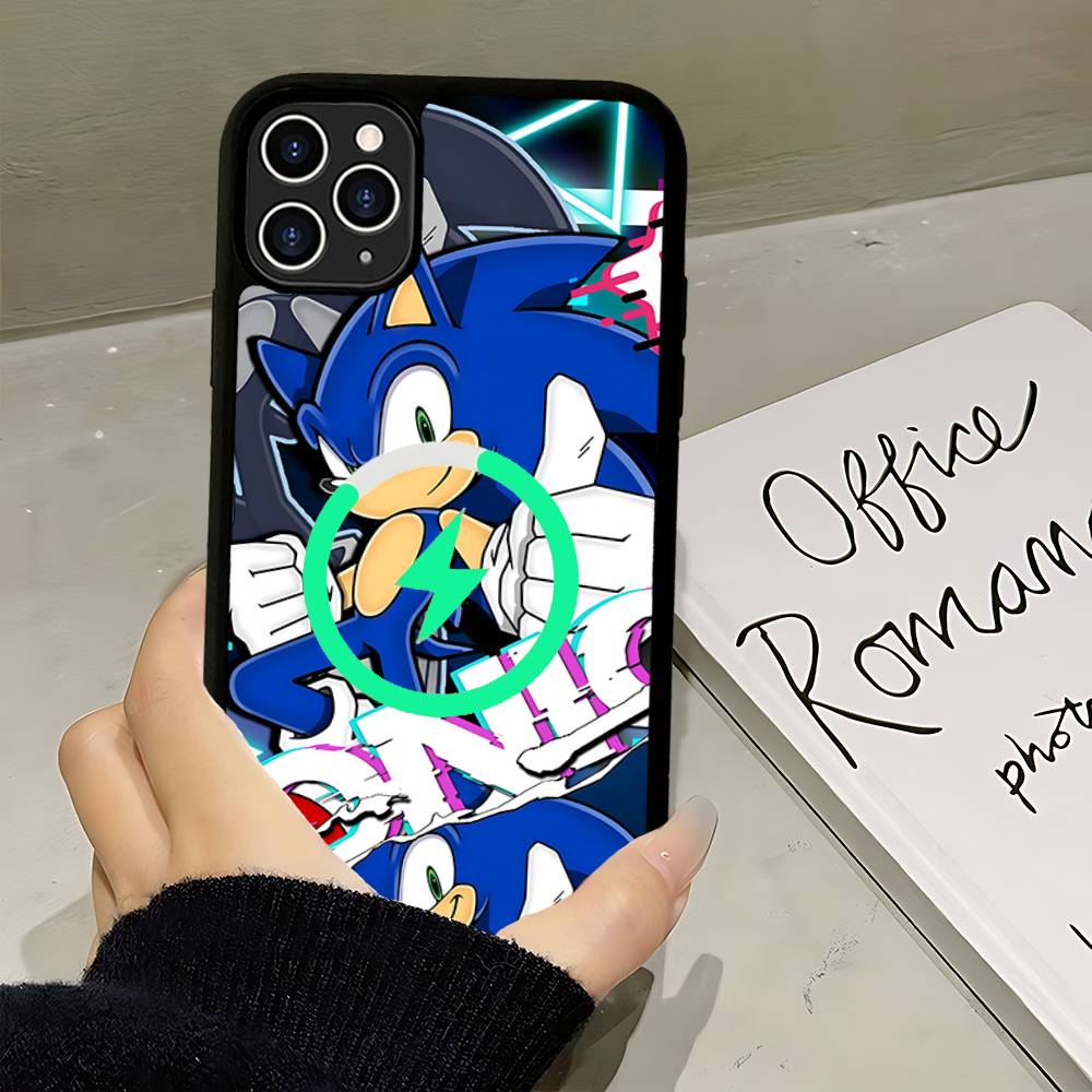 Anime S-Sonic H-HedgehogES Magnetic Wireless Phone Case For IPhone 17 16 15 14 13 12 11 Pro Max Plus Mag Phone Cover