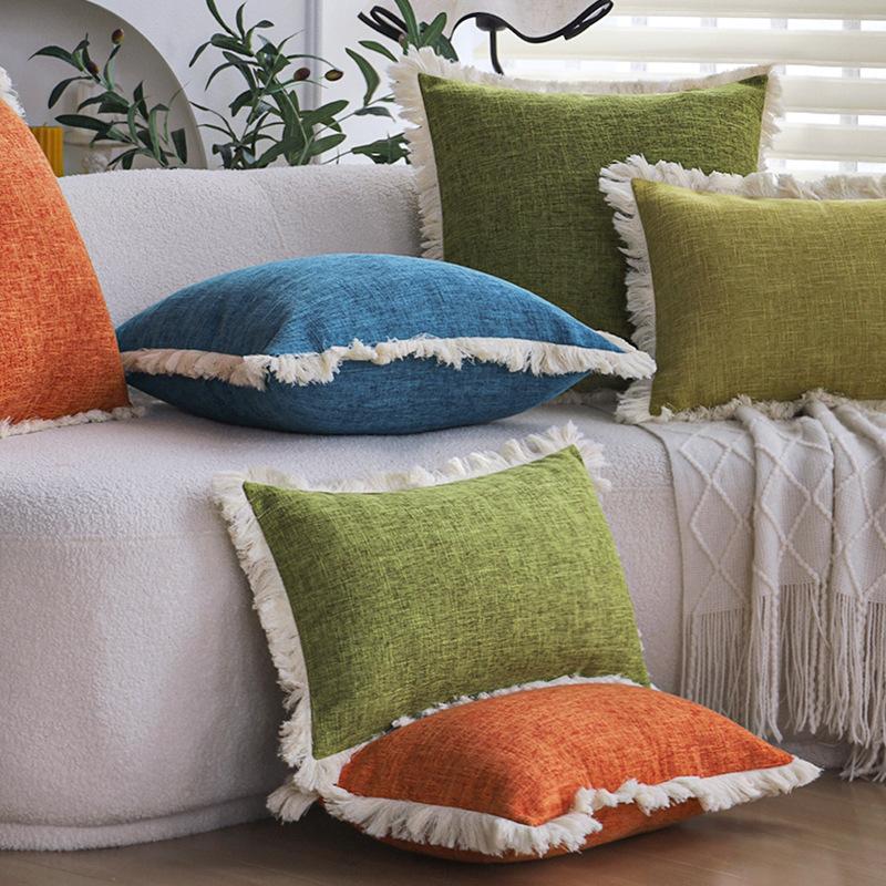 Husă de pernă de canapea din in gros, culoare solidă, pernă, pernă pentru living, pernă de spate, mașină, hotel, pernă pentru talie