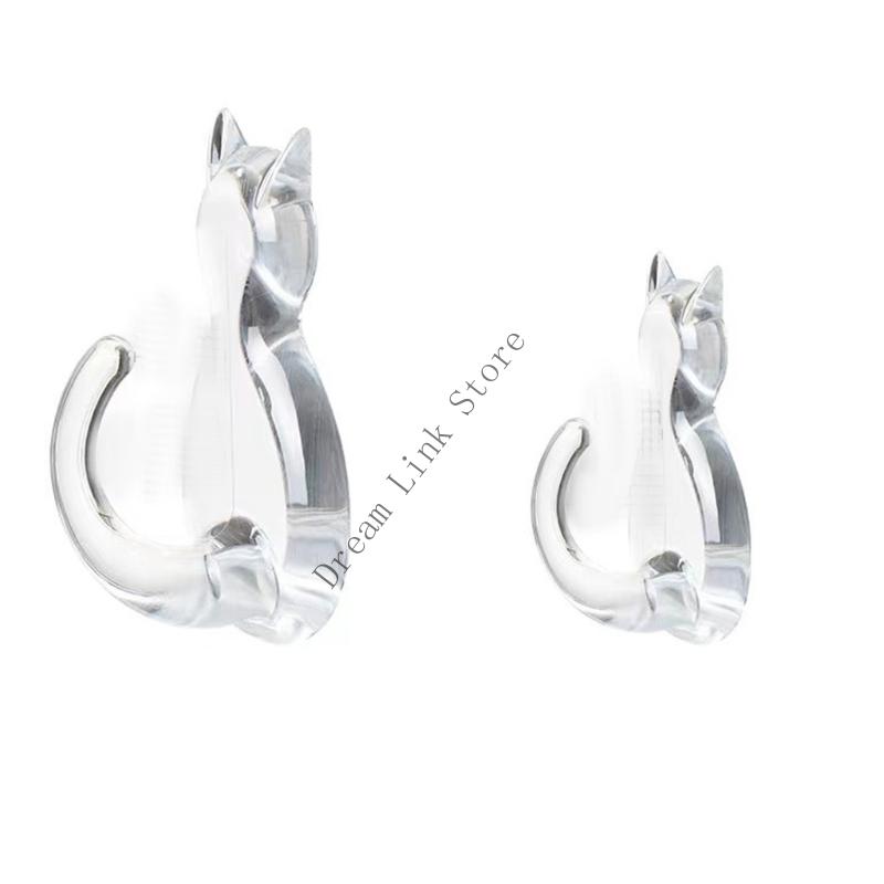 Q1FD 2pcs Easy Installation Decorative Plastic Cats Hooks With Adhesive Backing Storage Organizers For Coats Keys Accessories