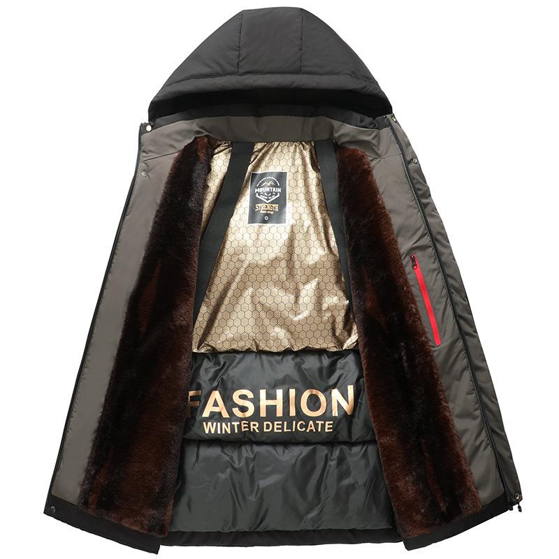 Men's Padded Lined Thickened Down Cotton Jacket - Black Warm and Cold Business Casual Outdoor Lightweight Fluffy Soft Coat