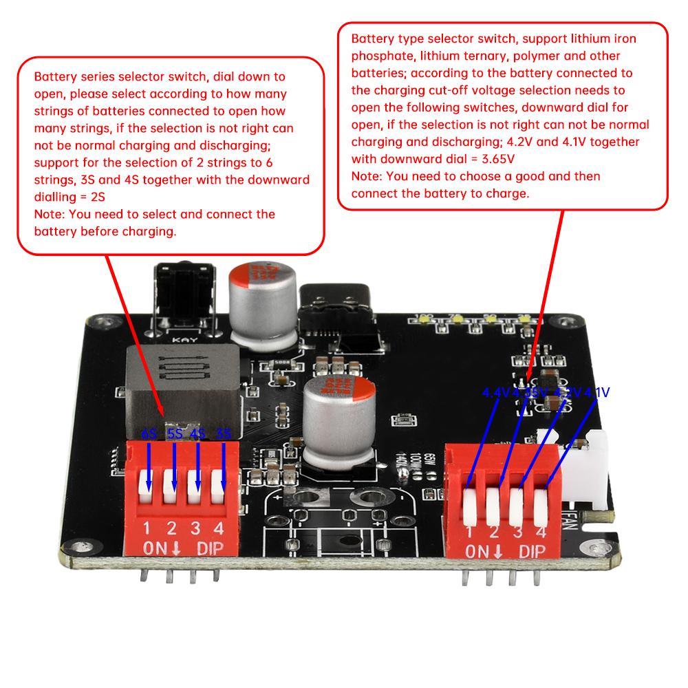 140W 2S 3S 4S 5S 6S Lithium Battery Charging Board Bidirectional Fast Charging Li-ion Lifepo4 BMS Charger Type-C IP2366 PD3.1