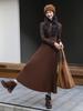 Winter 2024 Women's High-Waisted Wool Blend Pleated Midi Skirt – Slimming A-line Casual Style