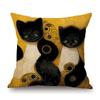 Gold Yellow Lovely Cat Kitten Oil Painting Modern Art Home Decoration Sofa Throw Pillow Case Cotton Linen Square Cushion Cover