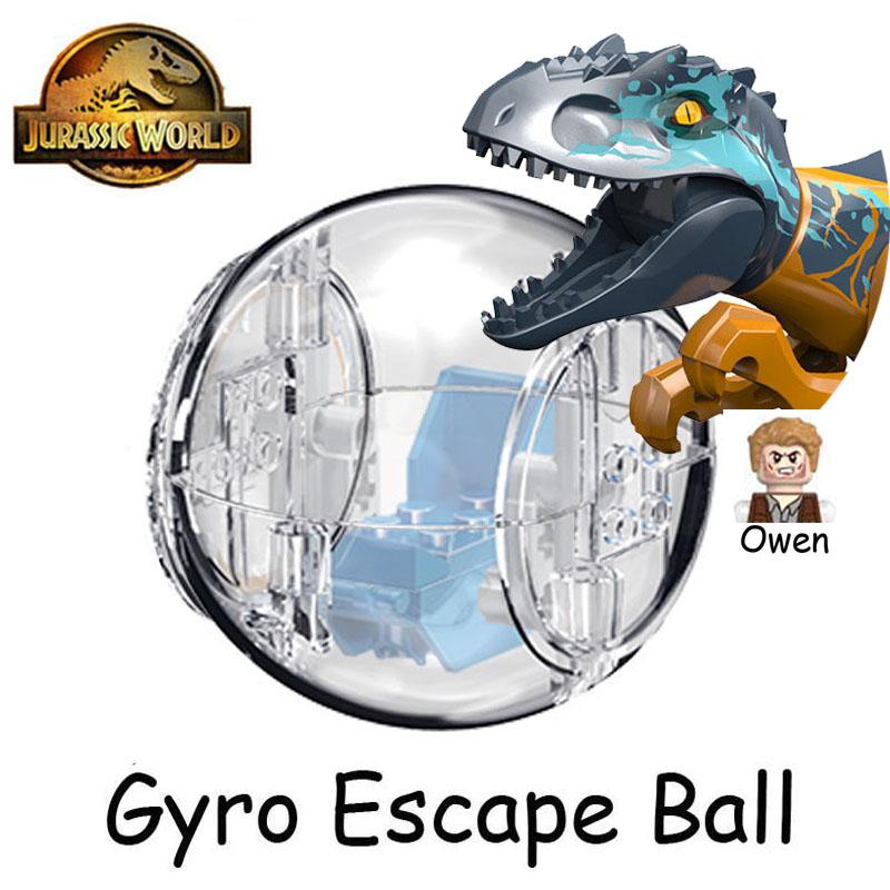 Jurassic Dinosaur World Park Indominus Rex Gyrosphere Escape Ball Owen Blue Model Building Blocks Enlighten Toys For Children