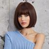 HAIRCUBE Short Straight Bob Wigs Brown Synthetic Hair Wigs With Bangs for Women Daily Lolita Natural Wigs Heat Resistant