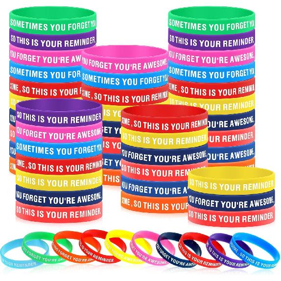 Sasylvia 50 Pcs Employee Appreciation Gifts Silicone Bracelets Motivational Quote Pirational Rubber Wristband Thank You Gift for Coworker Office