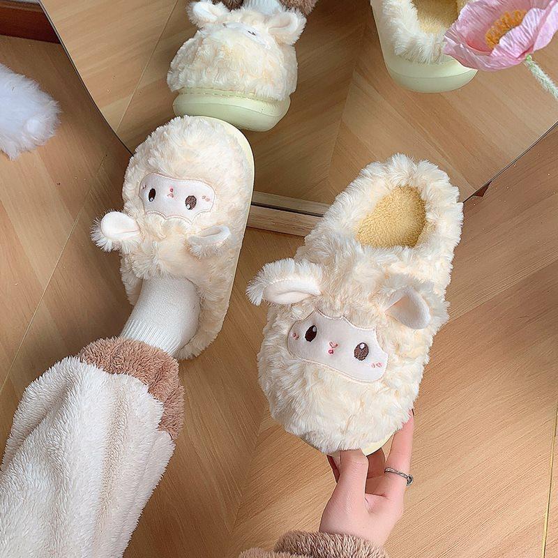 Shi Xiao Baotou Slippers New Autumn and Winter Cute Cartoon Warm 2025 Home Winter Cashmere Cotton Slippers Women