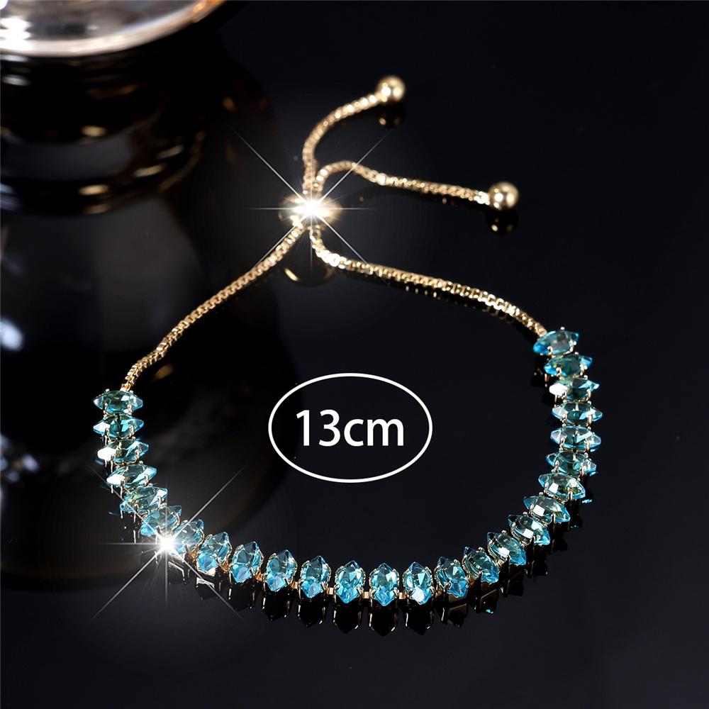 Charm Female Blue Zircon Stone Bracelet Cute Gold Color Adjustable Wedding For Women