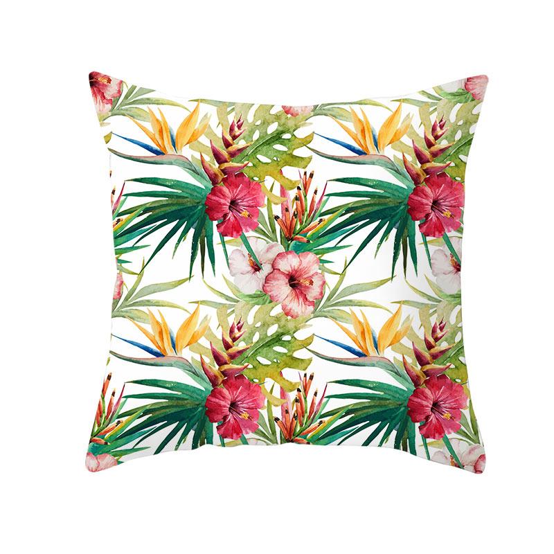 Summer Tropical Plants Decorative Pillowcase Green Leaves Throw Pillow Case Polyester Printing Pillow Cover 45X45Cm