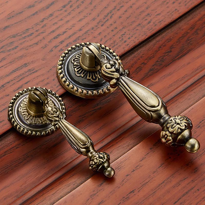 Aolaya European Bronze Cabinet Drawer Zinc Alloy Antique Green Handle