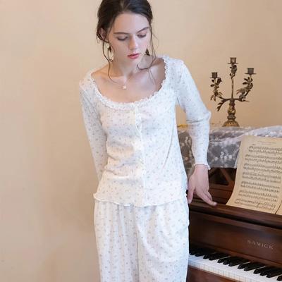 Costum cu mânecă lungă Prietenos cu pielea Stil Carmful Blând Haine mici de casă Pijamale pentru purtat afară pentru femei