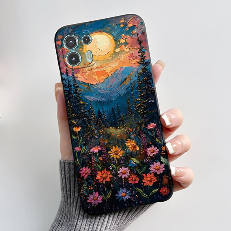 For Motorola Edge 20 Lite Case XT2139-1 Pretty Girl Cute Heart Rabbit Black TPU Silicone Back Cover For Moto Edge 20 Fusion Case