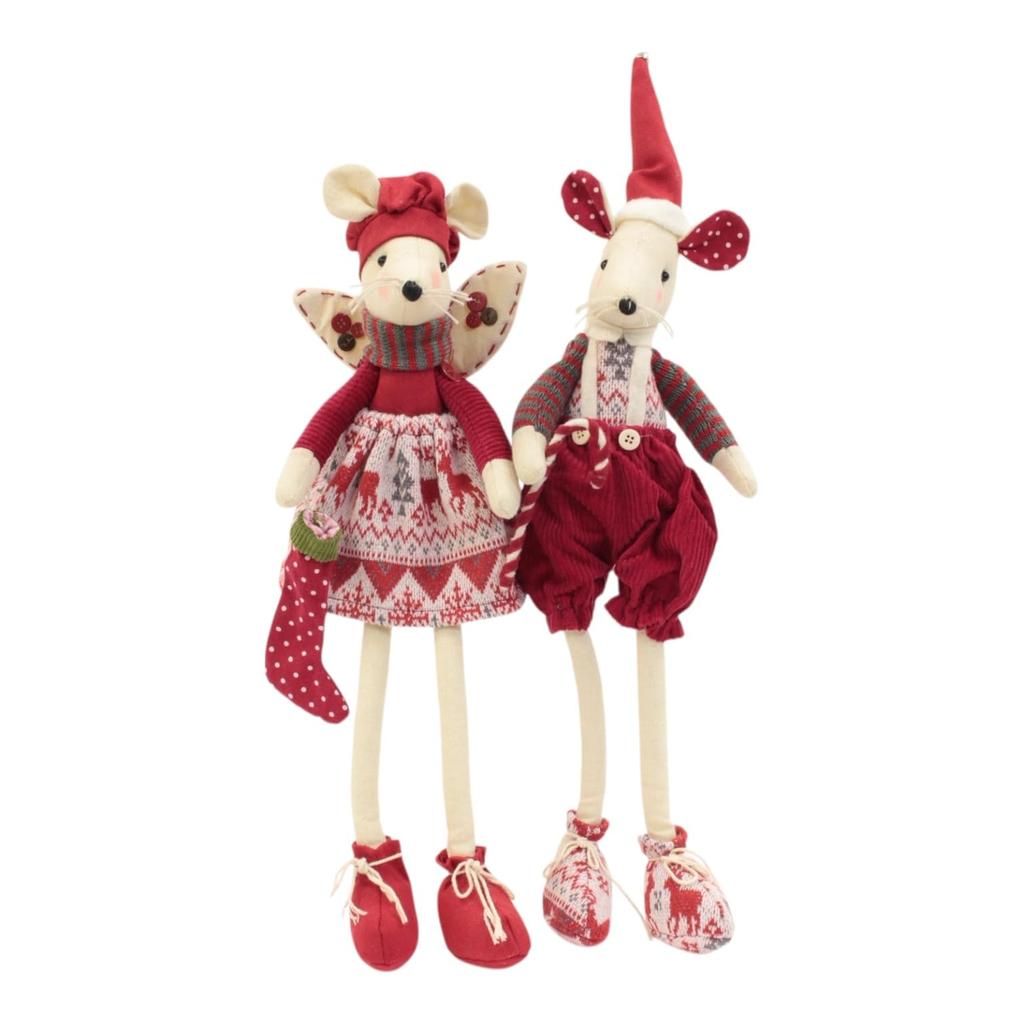 Vivienne Sitting Mouse Walking Christmas Boy's Stick, 42.5cm, Ornament, QAH19/529-G