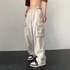Mannen Cargobroek Rechte pijpen Meerdere zakken Effen Kleur Rits Knoopsluiting Elastische bandgesp Warme losse verstelbare taille Herenbroeken Herenkledingstuk