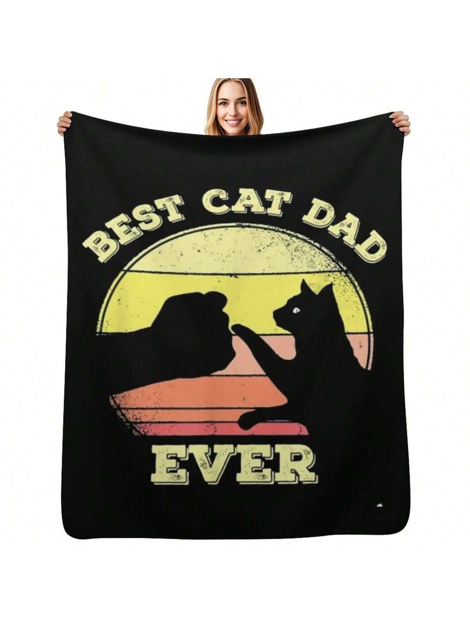 Best Cat Dad Ever T-Shirt Throw Blanket Blankets For Bed Plaid On The Sofa Bed Flannel Blankets S разноцветный