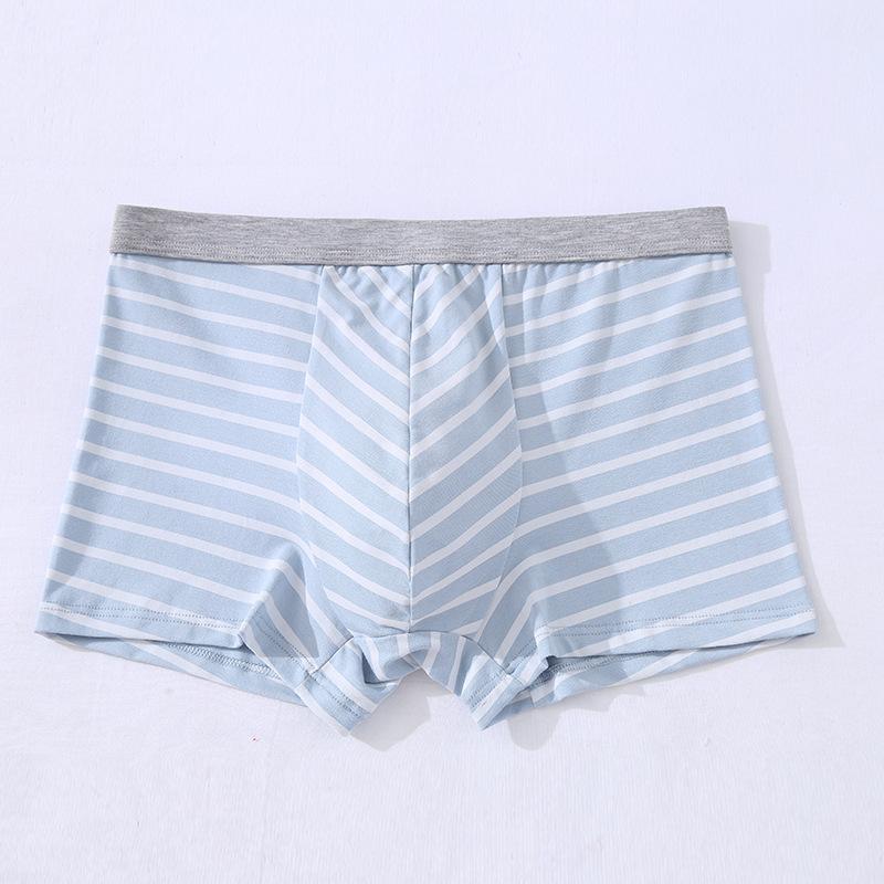 

Хлопковое мужское нижнее белье средней посадки больших размеров в полоску с принтом бесшовное четырехстороннее нижнее белье XL небесно-голубой