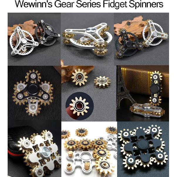 Pure Brass Fidget Spinner Gears Linkage Fidget Gyro Toy Metal DIY Hand Spinner Spins Long Time EDC Focus Meditation Break Bad Habits ADHD with