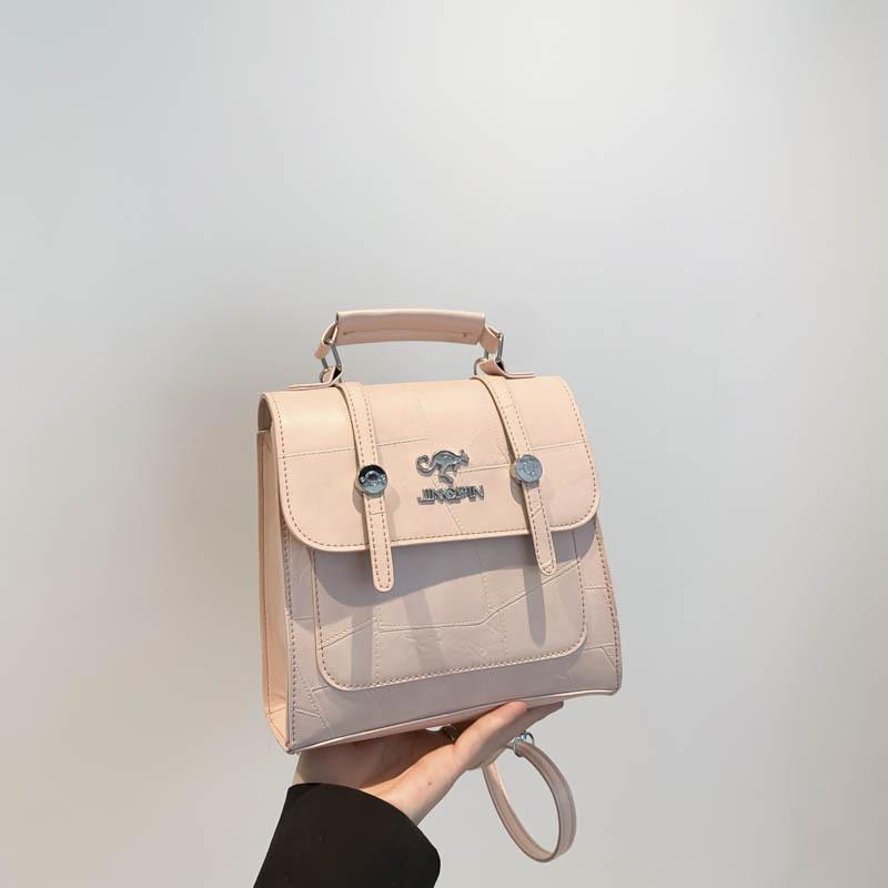 

2025 new trend texture casual backpack women s fashion foreign style shoulder bag multi-functional simple messenger bag розовый