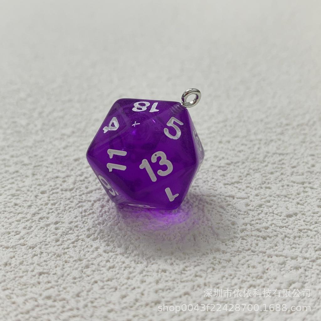 Manufacturer's real shot 20-sided sieve dice transparent solid color multi-sided dice bag pendant earrings keychain DIY accessories