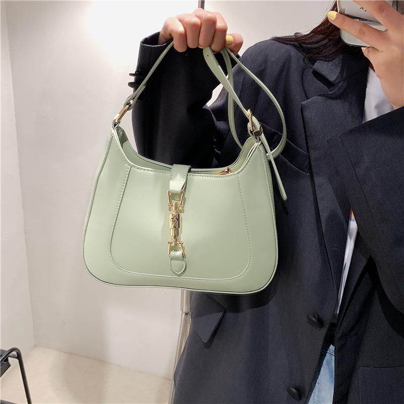 2025 New Fashion Crossbody Niche Simple Texture Portable Baguette Bag Underarm Women's Bag Lock