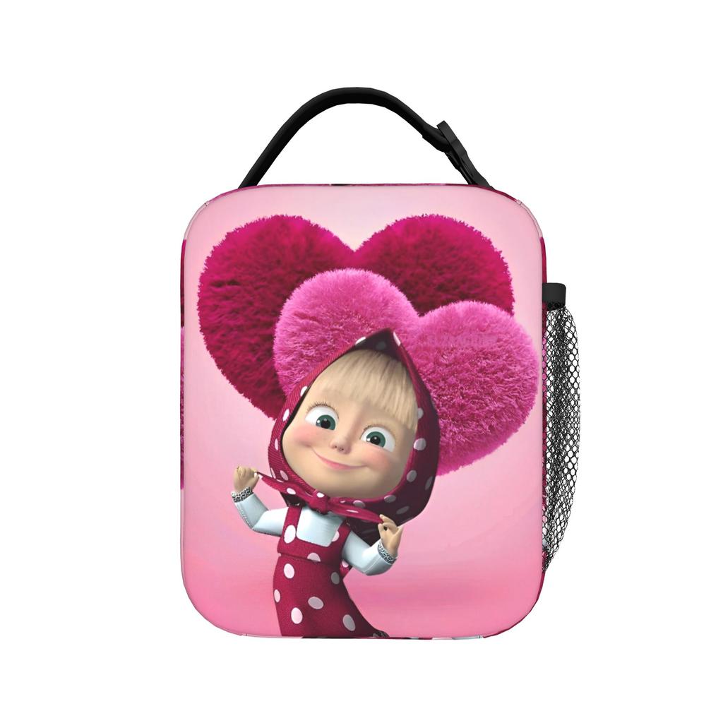 Charming Comic M-Masha Plus Bear Heat-keeping Meal Tote High Capacity Lunch Container Thermal Bag Tote Lunch Box Beach Open-air