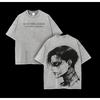Anime Attack On Titan Print T-shirt Levi Graphic T Shirt Harajuku Washed Men's Clothing Cotton Oversized Short Sleeve Tees Tops