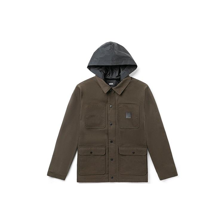 Men s Vans Cargo Casual Hooded Jacket Brown VN0A456ZTT5 M
