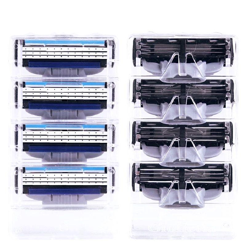 1 ידית + 4 להבים באיכות גבוהה סכיני גילוח לגברים קלטות גילוח לטיפול פנים