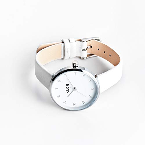 Klon Alphabet Time White Ver. Silver 33mm Watch, Stylish and Simple Design for Men and Women